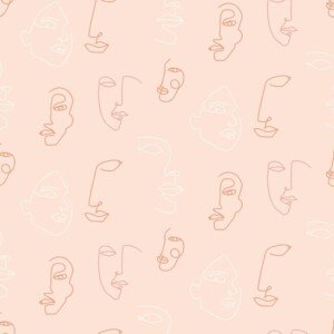 furn. Kindred Abstract Faces Printed Wallpaper, Blush Pink