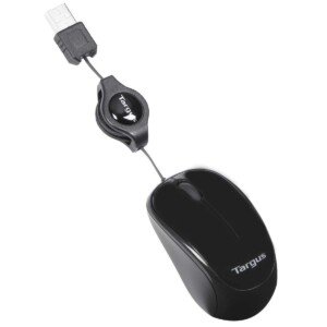 Targus Compact Blue Compact and Portable Trace Mouse with adjustable cord, Black (AMU75EU)