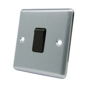 AET CSC1GSWIBL 10 A 1-Gang 2-Way Satin Finish Chrome Classical Single Black Insert Plastic Rocker Light Switch