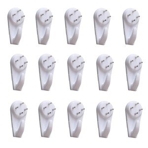 20Pcs Plastic Picture Hooks for Hard Wall Picture Hanging Kit Non-Trace Drywall Picture Nail Hook White Picture Hanger Set (4cm)