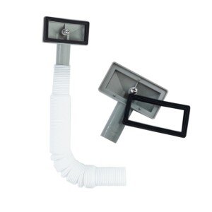 Qrity 1 Pieces Overflow Pipes, Overflow Tube for Sink Extendible, Rectangle Interface (Size: 75.5x40mm),Tube Length 230-600mm, Dia 26mm (Inner Dia: 21mm)