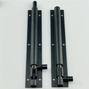 2 Pcs Shed Door Locks Heavy Duty Black Door Bolt Barrel Sliding Latch Lock Durable Slide Bolt with Screws for Sheds and Gates, Black (6 inch（150mm）)