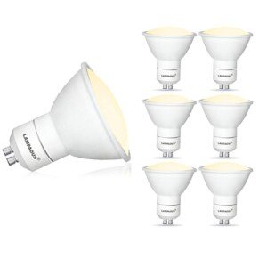 Lampaous 5W LED GU10 Bulb Warm White Gu10 LED Lights, 450lm Super Bright 50W Halogen GU10 Lamp Replacement, Soft White with Frosted Glass Diffuser, Protect The Eyes for Family with Children, 6Pack