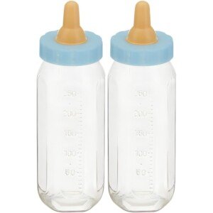 Fillable Blue Baby Bottles (12cm) 2 Pieces - Unique & Adorable Keepsakes, Perfect for Baby Showers, Gender Reveals, and Party Decorations