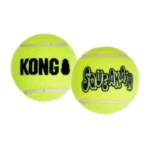 KONG - Squeakair Balls - Dog Toy Premium Squeak Tennis Balls, Gentle on Teeth - For Large Dogs (2 Pack)