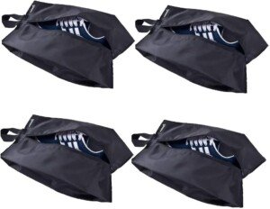 MISSLO Portable Travel Shoe Bags Dust-Proof Shoe Storage Bag Organiser with Zipper Closure for Shoes, Trainers, Heels (4 Pack, Black)
