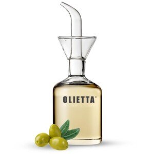 Olietta Oil Dispenser Borosilicate Glass Olive Oil Bottle - 125ml Non Drip Dispenser - Leak Proof Pourer Vinegar Drizzler - Easy Clean Drip Free Bottles for Kitchen