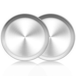 HaWare Pizza Baking Tray Set of 2, 10 inch Stainless Steel Round Oven Baking Sheet Pizza Pan, Non Toxic & Healthy, Heavy Duty & Dishwasher Safe