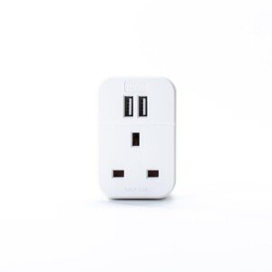 STATUS Multi USB Plug Adapter White, 2 Port USB Adaptor Plug Through, S2USBPTAWH1PK3