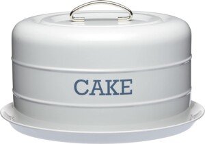 KitchenCraft Living Nostalgia LNCTGRY Airtight Cake Storage Tin / Cake Dome, 28.5 x 18 cm - French Grey
