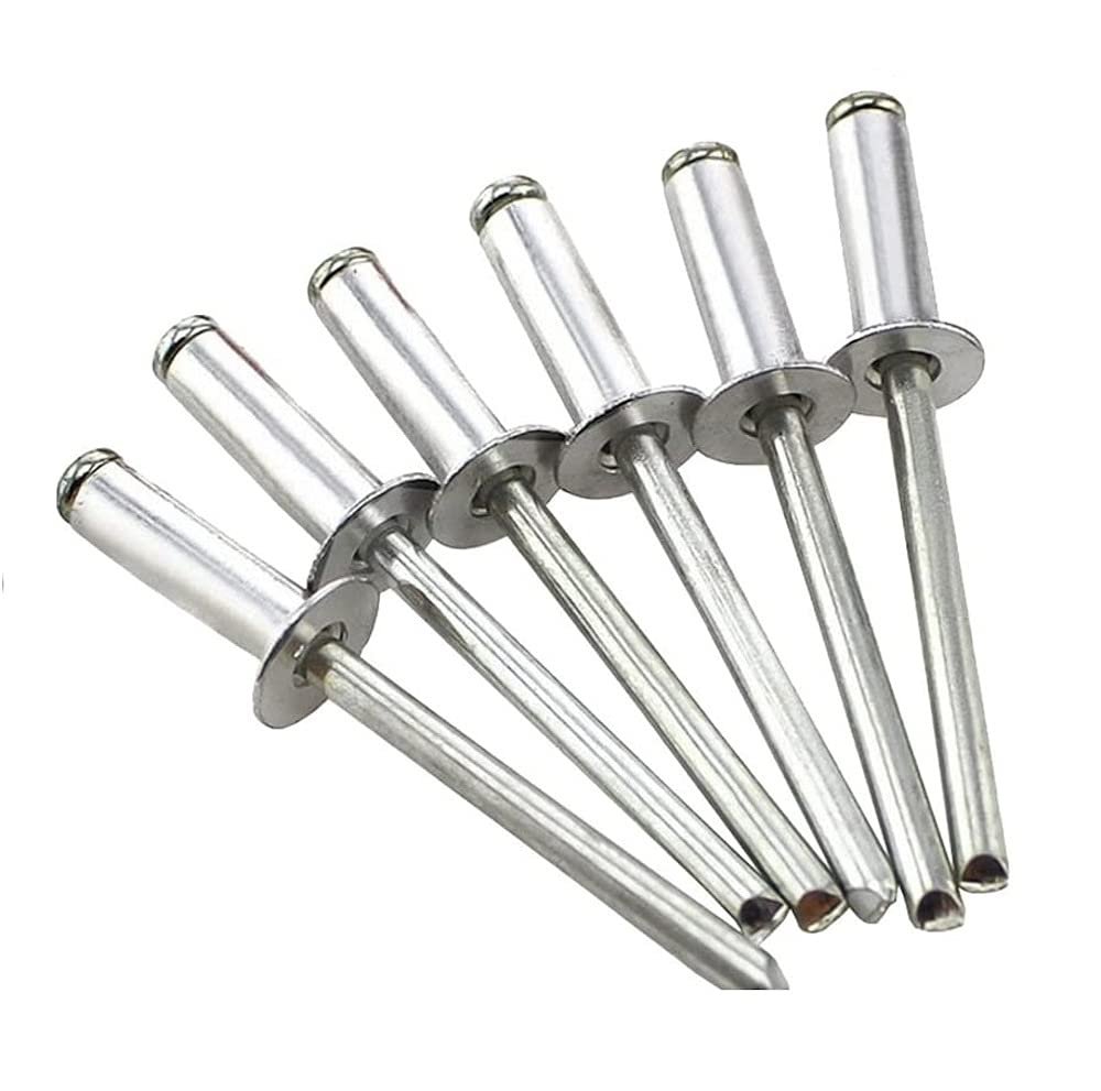 Merriway BH04094 Aluminium Alloy Pop Rivet with Large Flange - Pack of 50 Pieces, Grey, 4.0mm x 17 mm - 5/32 inch x 11/32 inch