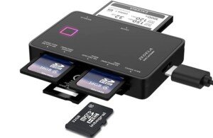 7 in1 USB 3.0 multi Card Reader | Super speed external SD Card Reader| Read 5 Cards Simultaneously | CF Memory Card Adapter for XD,UHS-I CFI,CFII,SDXC,SDHC,Micro SD,Micro SDXC,Micro SDHC,MMC,MS etc.