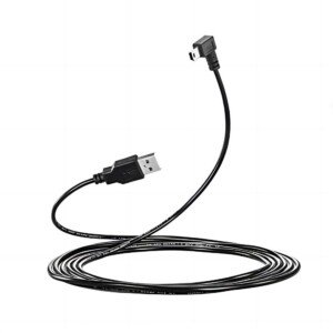 10FT USB A Male To Mini B USB Cable 90 Degree Right Angle Data Sync Charge Cord With 5 pcs Wiring Clips For Nextbase Dash Cam Car GPS Navigator DVR Digital Camera(3 Meters)