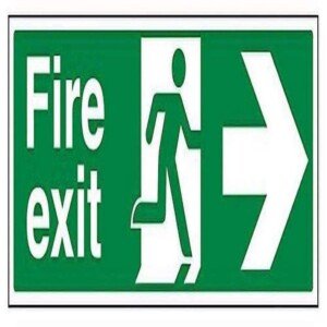 V Safety Fire Exit Arrow Right Sign - Landscape - 450 mm x 150 mm - Self Adhesive Vinyl Safety Sign