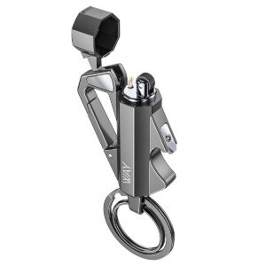 VVAY Outdoor Camping Survival Petrol Kerosene Flame Lighter with Chain Keyring Bottle Opener (Sold without Fluid)