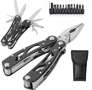 Multitool Pliers, Durable Stainless Steel 24-in-1 Multi-Purpose Pocket Folding Pliers with Screwdriver Kits, Outdoor Multi-Functional Utility Tools for Outdoor Activities, DIY Activities