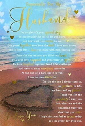 Especially for My Husband Beach Sentiments Happy Birthday Card Lovely Verse