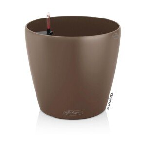 LECHUZA Self Watering Plant Pot CLASSICO Color 18 Garden Small Flower Indoor and Outdoor Plastic Planter with Drainage Hole D19 H17 cm Nutmeg