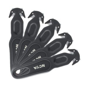 Nova Safety Cutter Tool, Safety Box Cutter Knife, Ergonomic Film Cutting Blade, Box, Strap, Carton, Package, Envelope and Letter Opener (Black, 5 pcs)