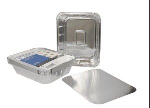 Jena 12 Large Foil Trays with Lids, Silver, 312mm x 252mm x 61mm, Kitchen