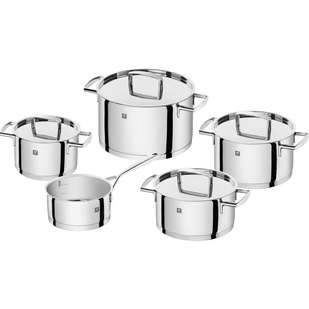 ZWILLING 5-piece Pot-Set, with 4 Lids, Suitable for Induction, Stainless Steel, Passion,60 x 50 x 30 cm