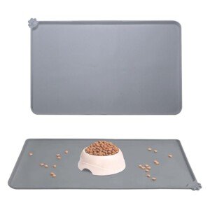 1pcs Gray Pet Feeding Mat (48cm*30cm), Silicone Cat and Dog Feeding Mat, Pet Food Mat, Pet Bowl Placement Tray, Non-slip and Waterproof, Suitable for Dogs and Cats