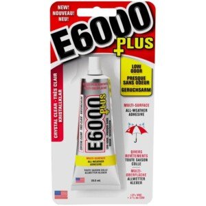 Eclectic Products inc. E6000 Plus Multi-Purpose Clear Strong Glue, Waterproof and Paintable, Strong Flexible Craft Adhesive for Wood, Glass, Fabric, Ceramic, Metal and More, 26.6ml