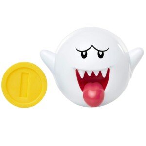 Nintendo Boo Figure, 4" / 10cm Posable Articulated Action Figure with Coin Accessory, Perfect for Kids and Collectors