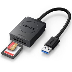 UGREEN SD Card Reader, USB 3.0 to TF/SD Cards Adapter, 170Mb/s External Memory Card Adapter, Dual Card Slots Simultaneously for SDXC, SDHC, SD, MMC, RS-MMC, Micro SDXC, Micro SDHC Card