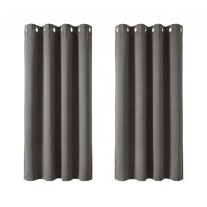 Deconovo Grey Blackout Curtains 46 x 54 Inch Eyelet Super Soft Thermal Insulated Bedroom Blackout Eyelet Curtains for Living Room Light Grey 2 Panels