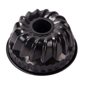 Webake Mini Ring Cake Tin 7 Inch Savarin Mould 18cm - Fluted Round Non-Stick Kugelhopf Pan for Baking Bread, Black