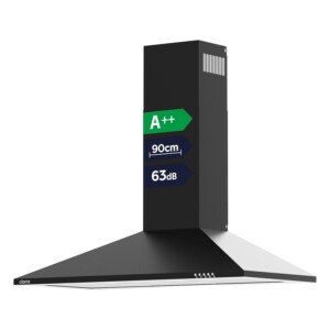 CIARRA Cooker Hoods 90cm CBCB9201 Black Wall-Mounted Chimney Vent Hood 900mm Recirculating&Ducting Kitchen Ventilation Extractor Hood with Carbon Filters