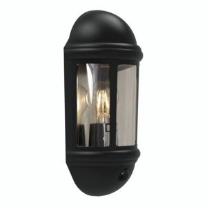 4lite Outdoor Half Wall Lantern (Black) IP65 Rated Motion Sensor Exterior Wall Lamp - 4L2/3411-4Yr Guarantee