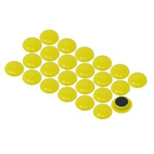 Small Yellow Planning Office Magnets for Fridge, Whiteboard, Noticeboard, Filing Cabinet - Pack of 24
