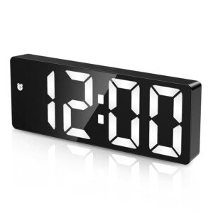 Criacr Digital Alarm Clock Bedside with 6.5" Large Display, Type-C/Battery Powered Alarm Clock with Snooze, Date, Bedside Clock with 5 Levels Adjustable Brightness, DST Function, for Bedroom,Office