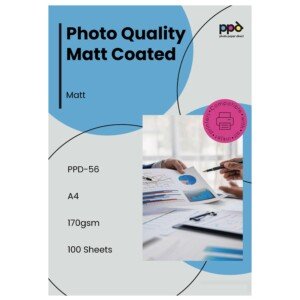 PPD 100 x A4 170gsm Matt Coated Inkjet Photo Quality Paper for High Resolution Prints PPD-56-100