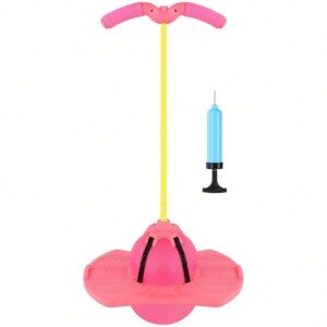 Super-Life Pogo Jumper with Handle and Ball Pump, High Jump Toy Bounce Jump Trick Board Safe and Fun Pogo Stick for Kids Boys Girls and Adults (Pink)