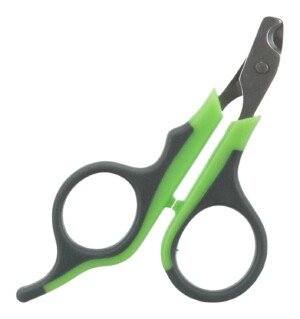 TRIXIE claw scissors for small animals - stainless steel - rubberised plastic handle - black/green - 8 cm - 6285