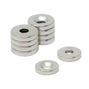 N42 Neodymium Countersunk Magnet for Arts, Crafts, Furniture Fixings, DIY, Hobbies and Science - 10mm dia x 2mm thick x 3mm c/sink - 1.2kg Pull - South - Pack of 10