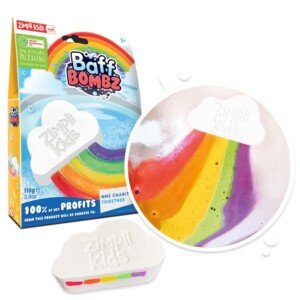 Large Cloud Rainbow Bath Bomb from Zimpli Kids, Magically Creates Multi-Colour Special Effect, Birthday Gifts for Boys & Girls, Pocket Money Toys for Children, Vegan Friendly & Cruelty Free