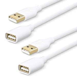 Fasgear 6ft/1.83m 2Pack USB 2.0 Extension Cable,A Male to A Female Charging and Syncing USB Extender Cord for CCTV Security Camera/Webcam/Flash Drive/Hard Drive/Mouse/Printer/USB LED Light(White)