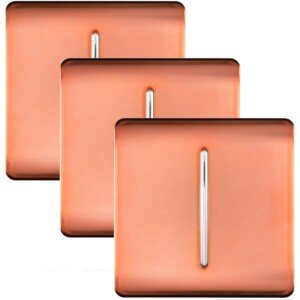 Trendi 1 Gang 2 Way 10 Amp Rocker Chrome Light Switch Glossy Copper (3 Pack)