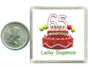 65th Birthday Lucky Sixpence. Great good luck present idea for man or woman