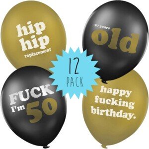 50th Birthday Balloons - Pack of 12 funny rude lockdown birthday balloons gift idea for 50th birthday party decorations