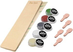 Bacher Stropping Leather DIY Knife Strop Kit – for Sharpening and Honing Knives, Woodcarving Chisels Tool - Premium Leather Strop 206mm x 56mm, Polishing Compound Set and Easy to use 3M Adhesive Tape