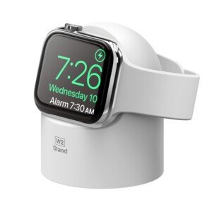elago W2 Charger Stand Compatible with Apple Watch Series Ultra3/Ultra2/Ultra,11/10/9/8/7/6/5/4/3/2/1,SE3/SE2/SE (49mm,46mm,45mm,44mm,42mm,41mm,40mm,38mm), Nightstand Mode, Cable NOT included (White)