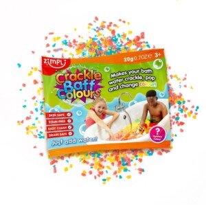 ZIMPLI - Crackle Baff Colours Stocking Filler Foil Bags, Magically makes your water Crackle, Pop & Change Colour, Christmas Party Bag Fillers, Favours, Pass the Parcel Gifts