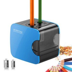 Electric Pencil Sharpener with Reservoir USB Battery Powered Automatic Sharpener Heavy Duty Electric Pencil Sharpener for Colored Pencils and No.2