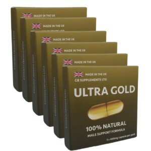 6 x Ultra Gold high Strength Capsules with Delay, 100% Herbal Support Supplement for Men! Male Stamina & Endurance Support, Contains maca, Ginseng & More