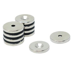 N42 Neodymium Countersunk Magnet for Arts, Crafts, Model Making, DIY, Hobbies, Office, and Home - 20mm dia x 3mm thick x 3.6mm Countersunk Hole - 4.5kg Pull - South - Pack of 2